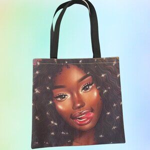 Pretty Sparkle African Ethnic Teen Black Girl Large Everyday Fabric Tote